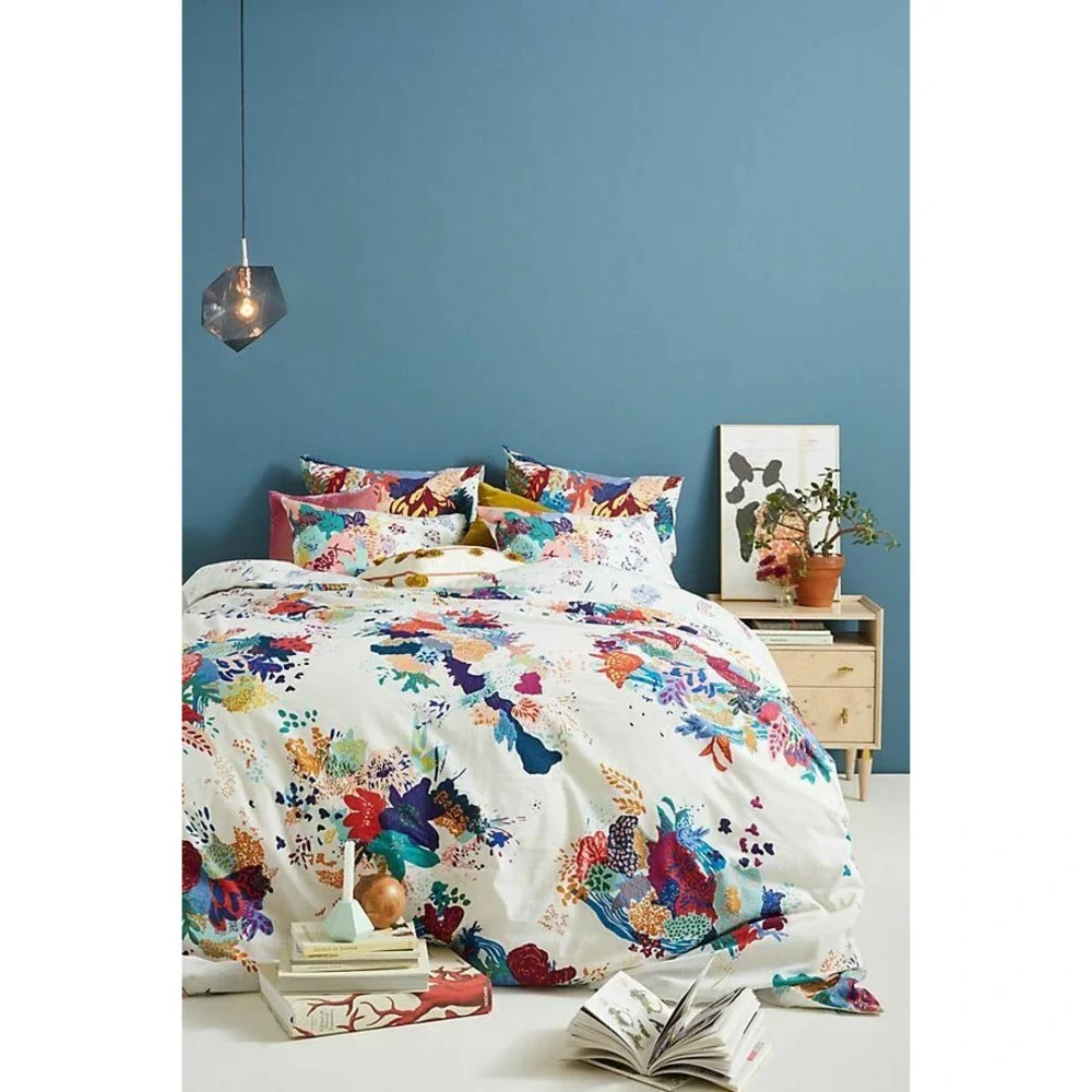 Anthropologie Euro Pillow Sham Cover Del Rey Delrey Coastal Beach Floral‎ Rare